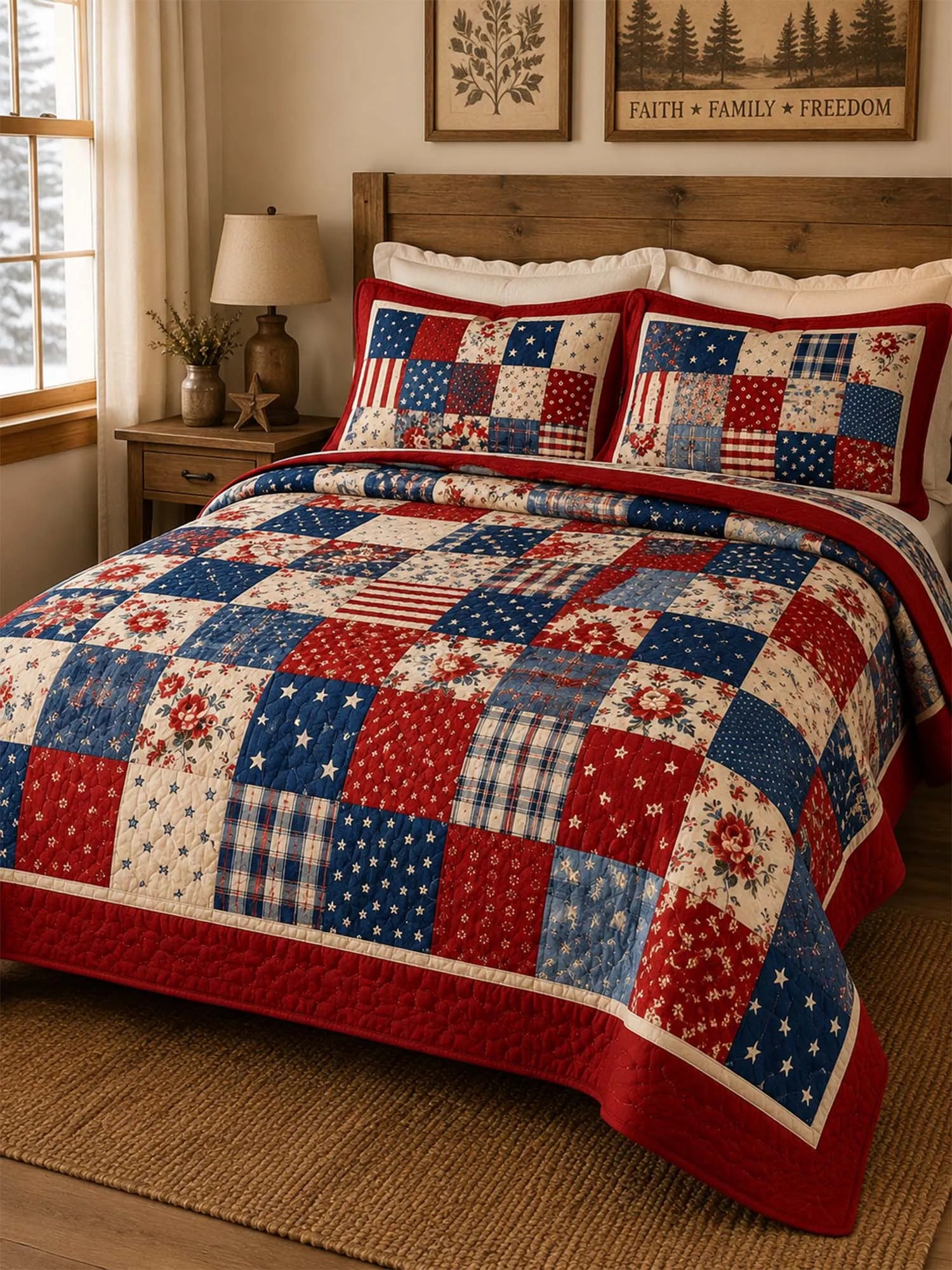 American Heritage Patriotic 3-Piece Quilted Bedding Set