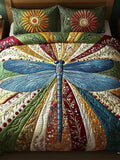 Golden Dragonfly 3-Piece  Quilted Bedding Set