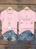 V-Neck Retro Dolly Queen Of Country If You See Someone Without A Smile Give Them Yours Print T-Shirt