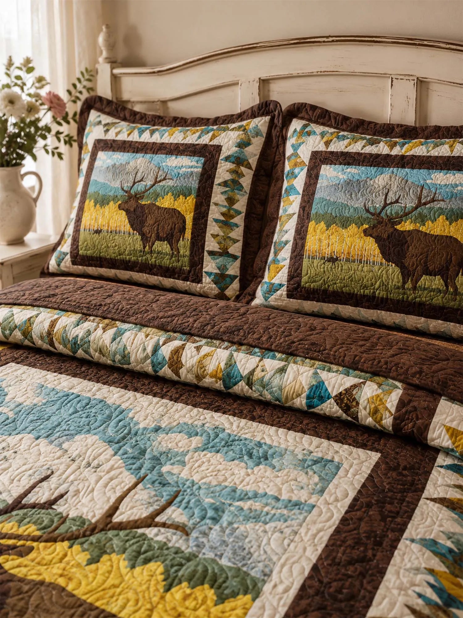 Elk Wilderness Quilted 3-Piece Bedding Set