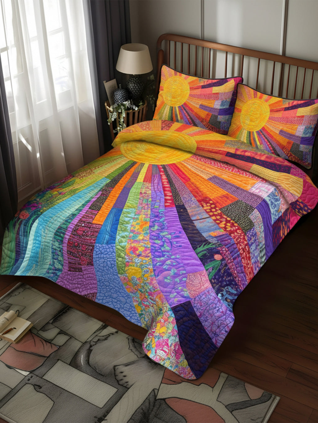 Cheerful Sunshine 3-Piece Quilted Bedding Set