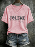V Neck Retro Jolene You Can Have Him Print T-Shirt