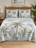 Coastal palm trees 3-Piece  Quilted Bedding Set