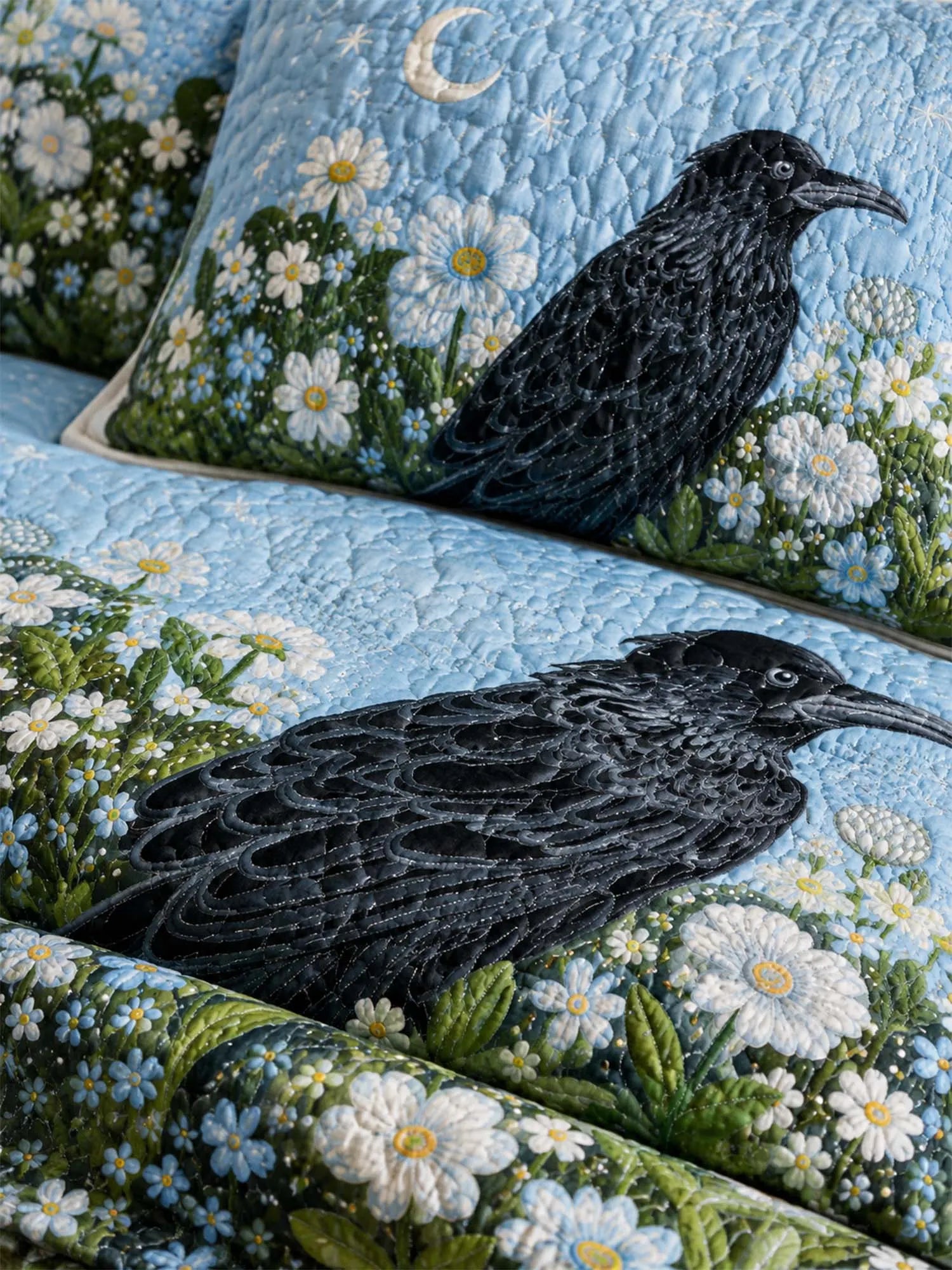 Raven Moonlit Meadow Quilted 3-Piece Bedding Set