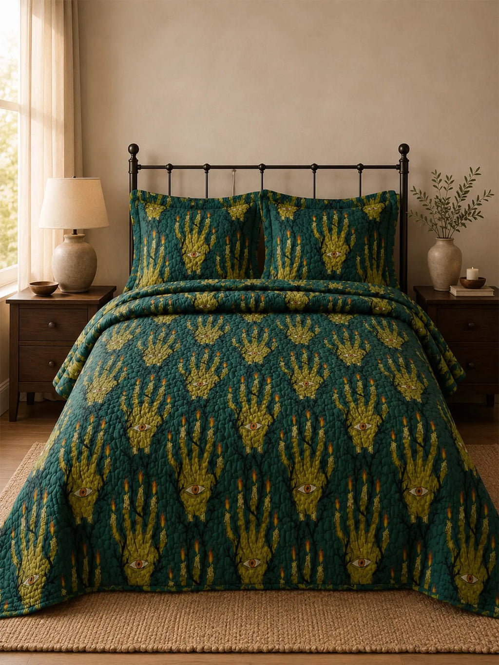 Mystic Eye Forest Quilted 3-Piece Bedding Set