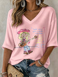 V-Neck Retro Tumble Out Of Bed & I Stumble In The Kitchen... Pour Myself A Cup Of Ambition Print T-Shirt