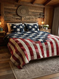 Freedom Star Pattern 3‐Piece Quilted Bedding Set