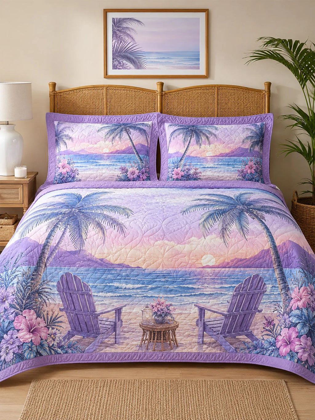 Coastal Sunset 3-Piece Quilted Bedding Set