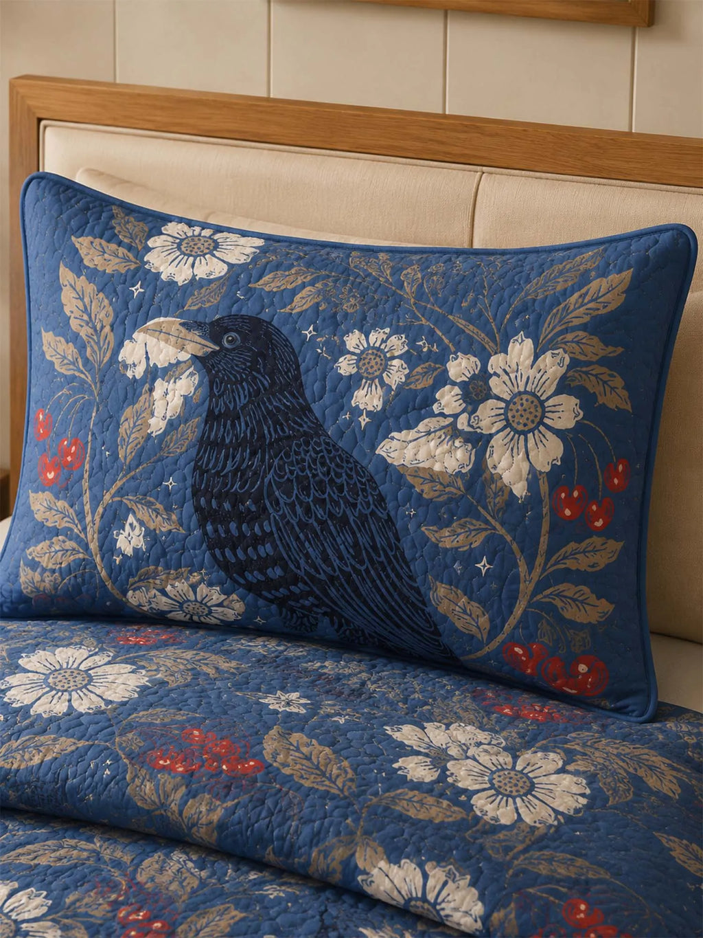 Raven Moonlight Garden Quilted 3-Piece Bedding Set
