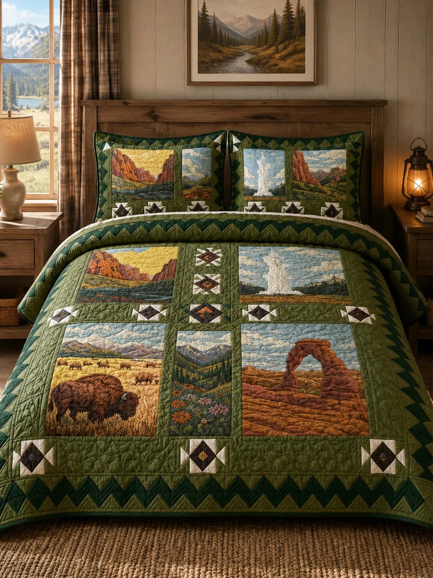 Rocky Mountain Wilderness Quilted 3-Piece Bedding Set
