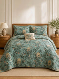 Vintage Skull Botanical Quilted 3-Piece Bedding Set