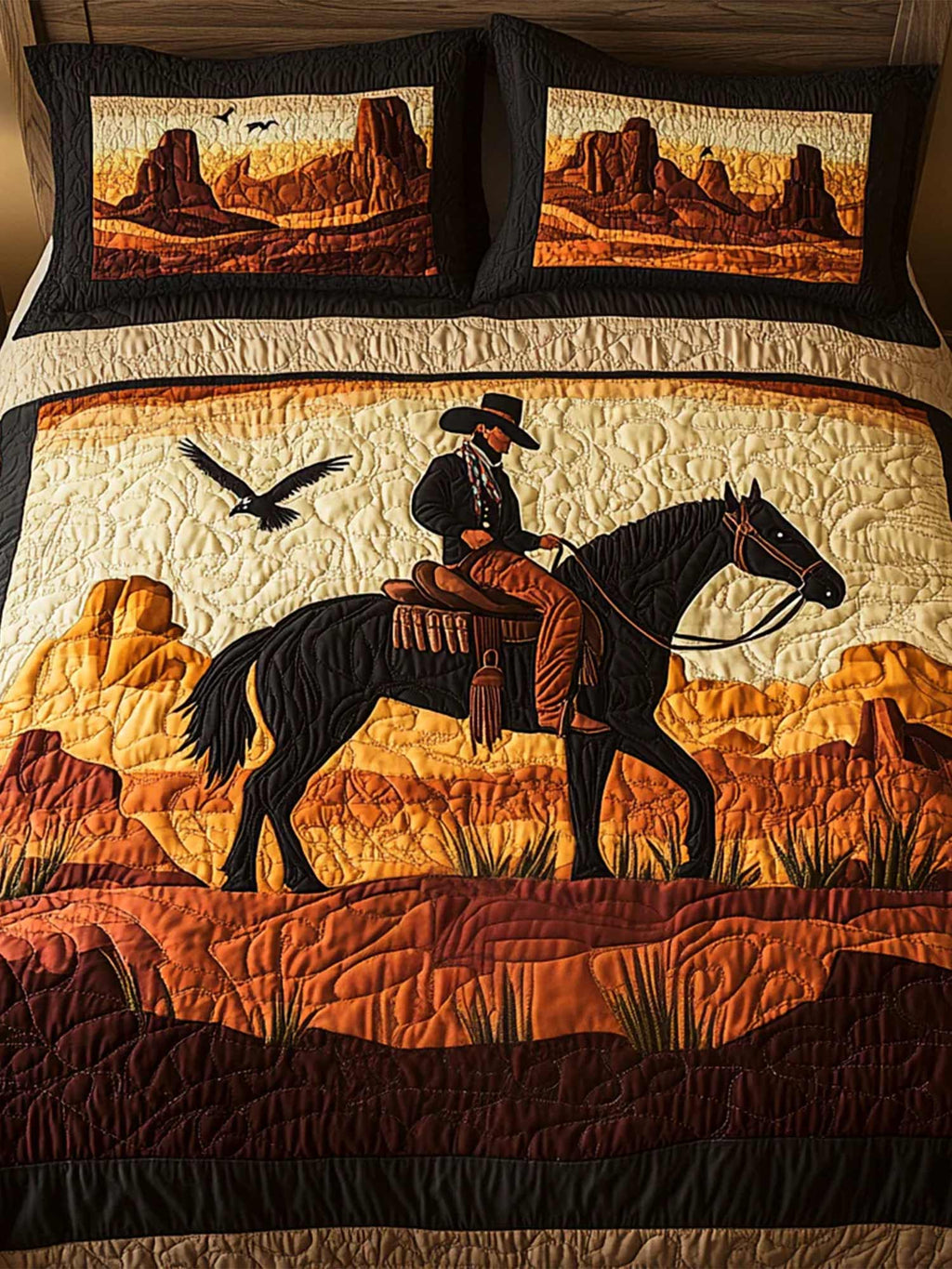 Cowboy Horizon 3-Piece Quilted Bedding Set