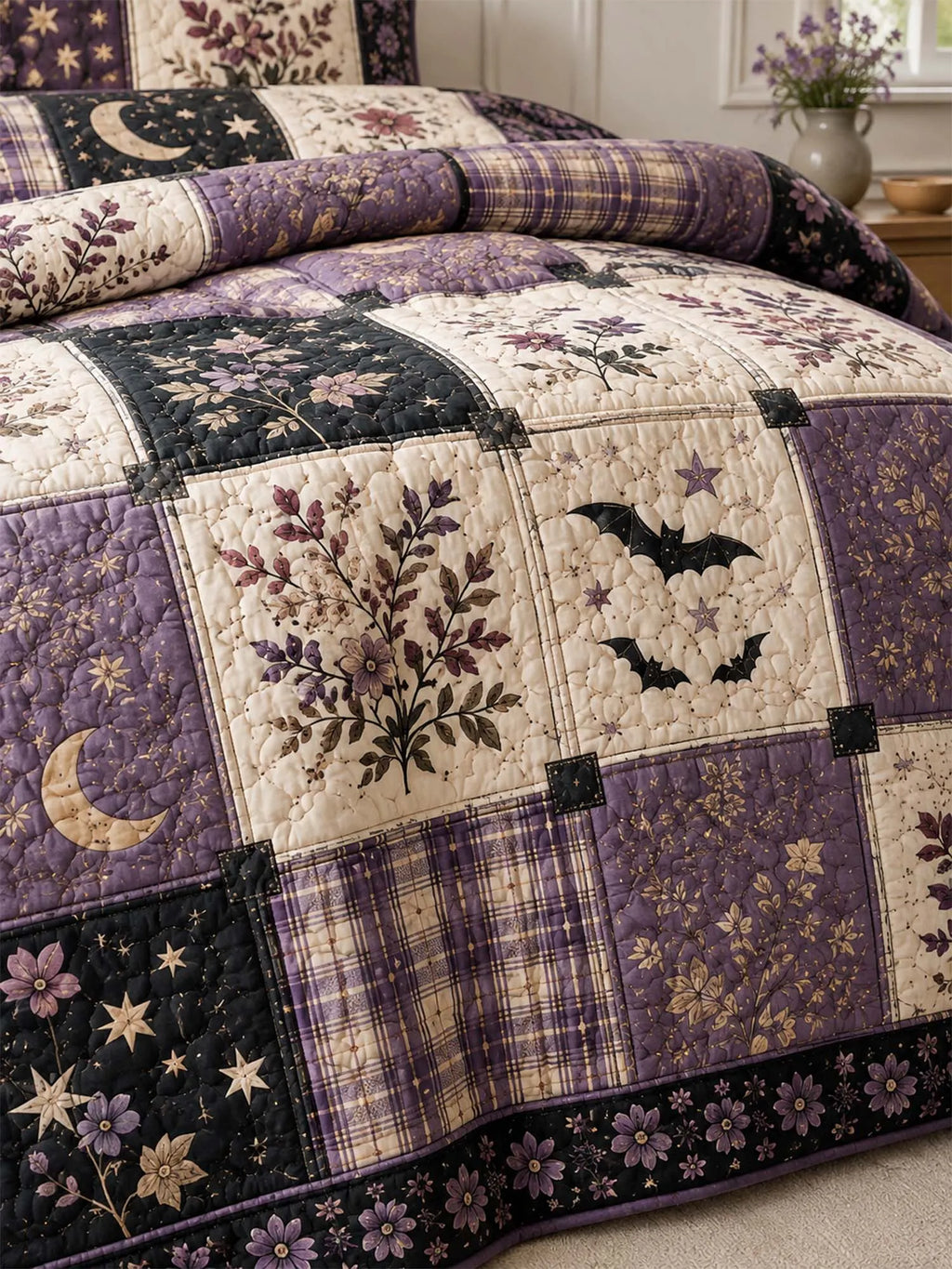 Mystic Lavender Garden Quilted 3-Piece Bedding Set