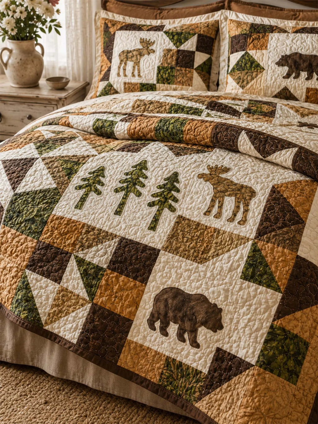 Woodland Wildlife Quilted 3-Piece Bedding Set