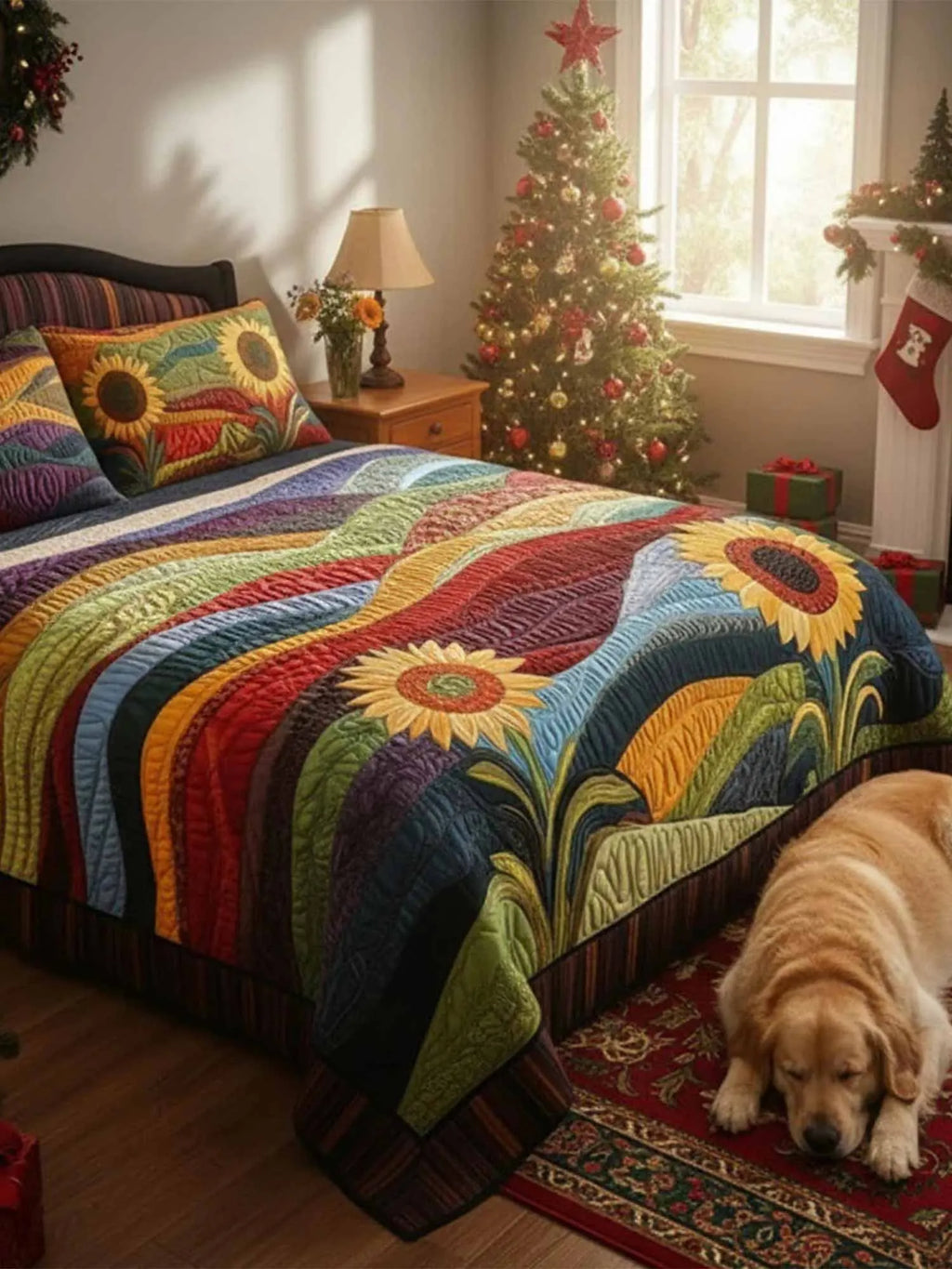 Country Sunflower Dreams 3-Piece Quilted Bedding Set3