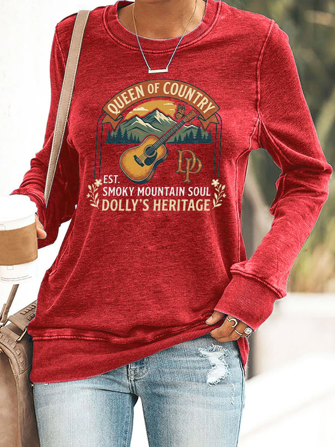 Retro Queen Of Country Est. Smoky Mountain Soul  Dolly's Heritage Print Sweatshirt