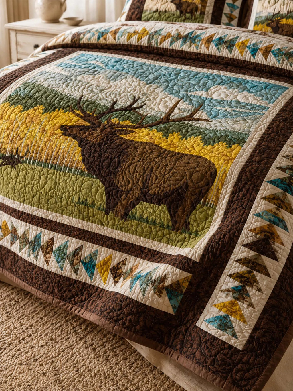 Elk Wilderness Quilted 3-Piece Bedding Set