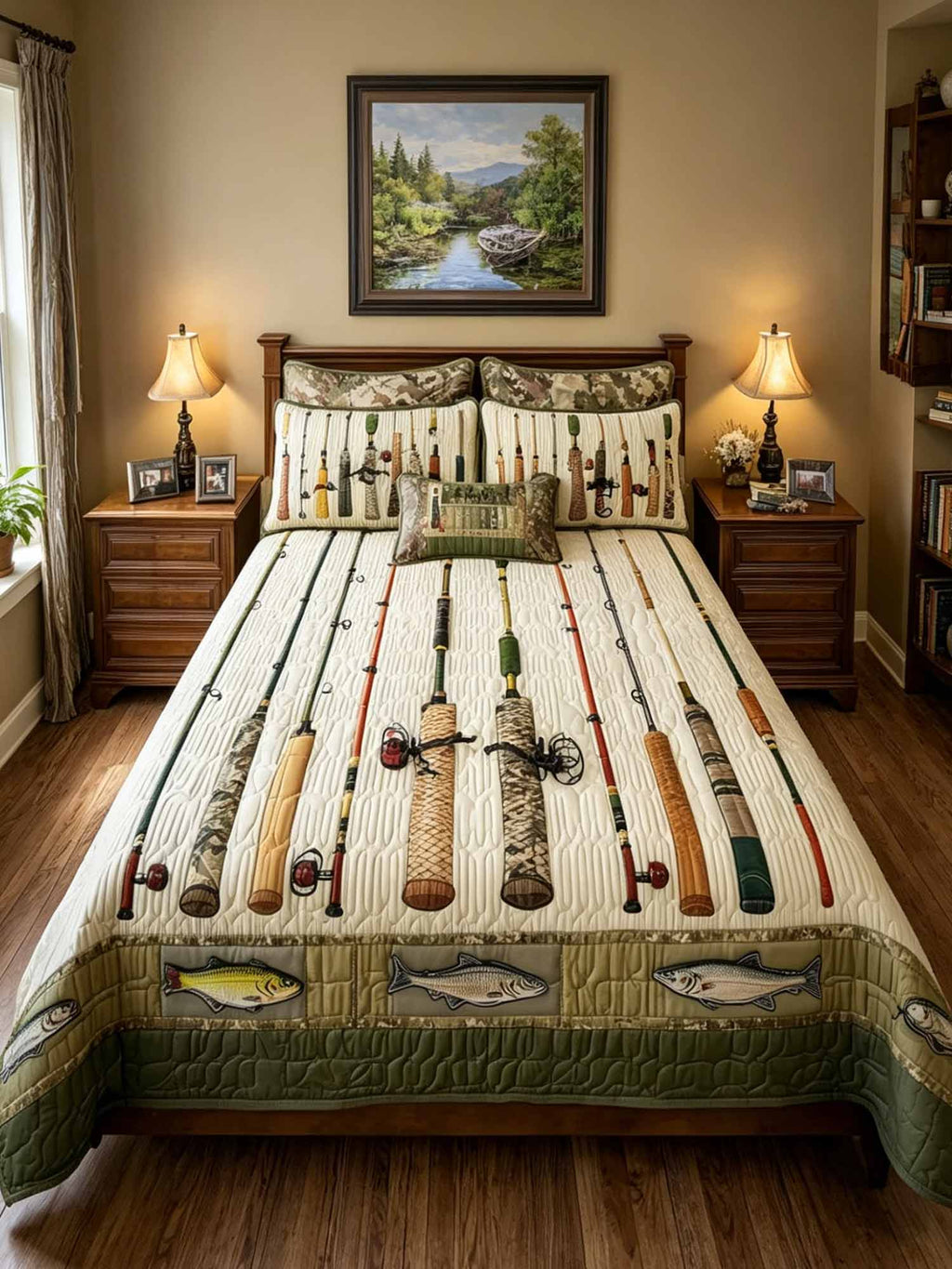 Vintage Tackle 3-Piece Quilted Bedding Set