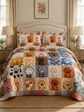 Cozy Paw Print Quilted 3-Piece Bedding Set