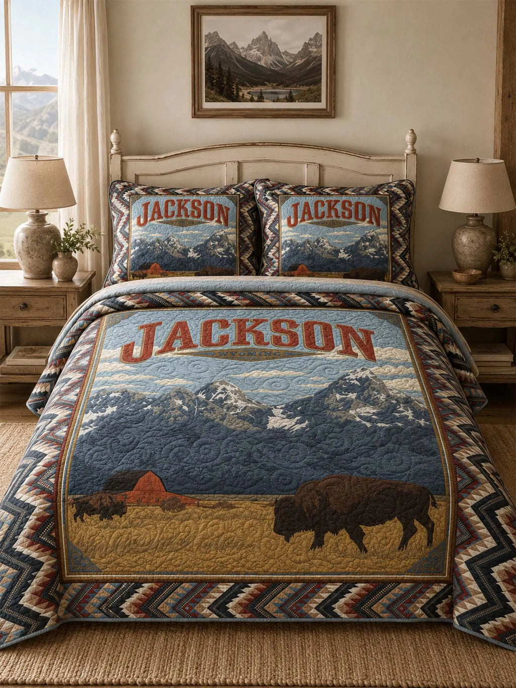 Jackson Wyoming Wilderness Quilted 3-Piece Bedding Set