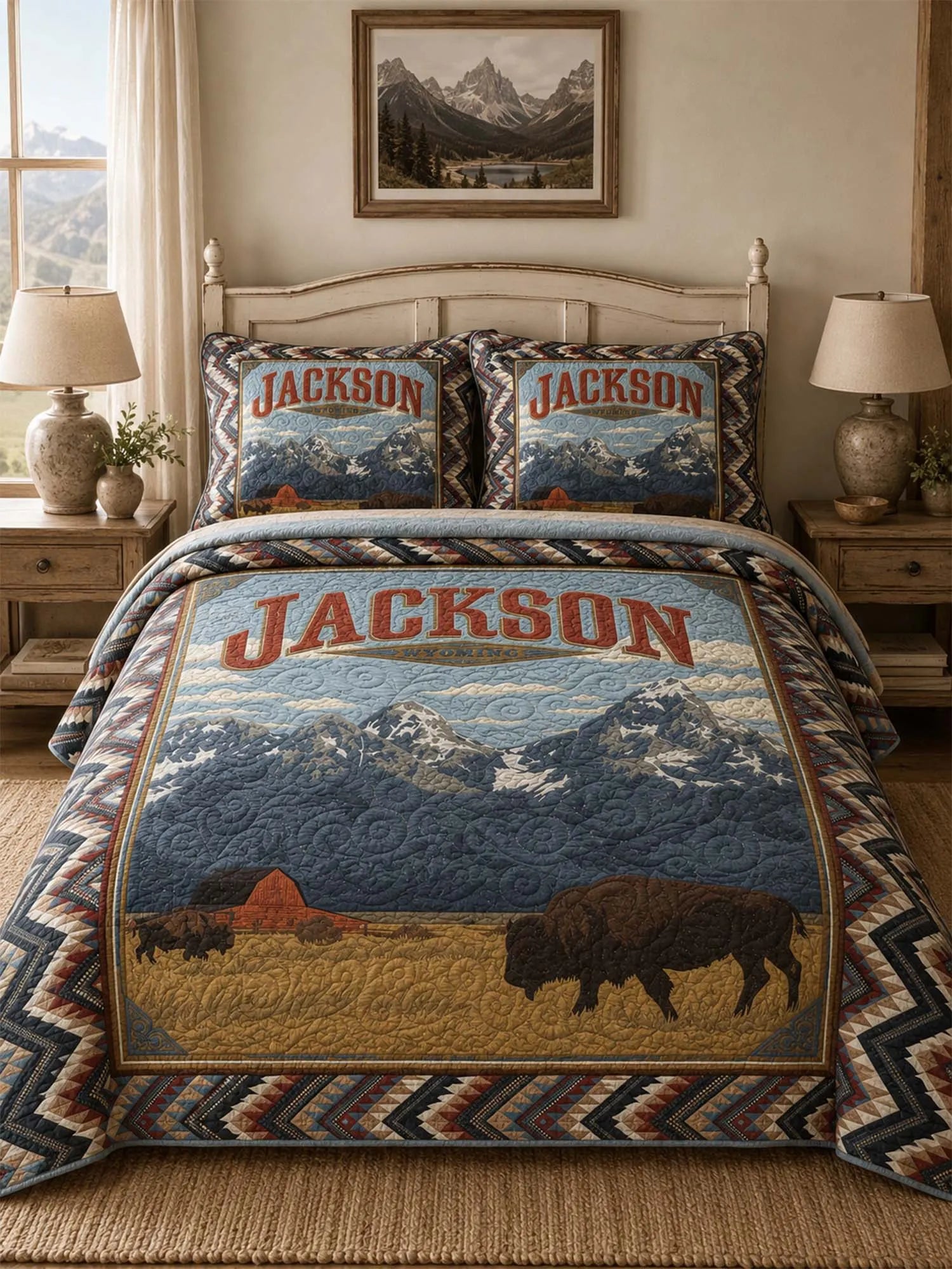 Jackson Wyoming Wilderness Quilted 3-Piece Bedding Set
